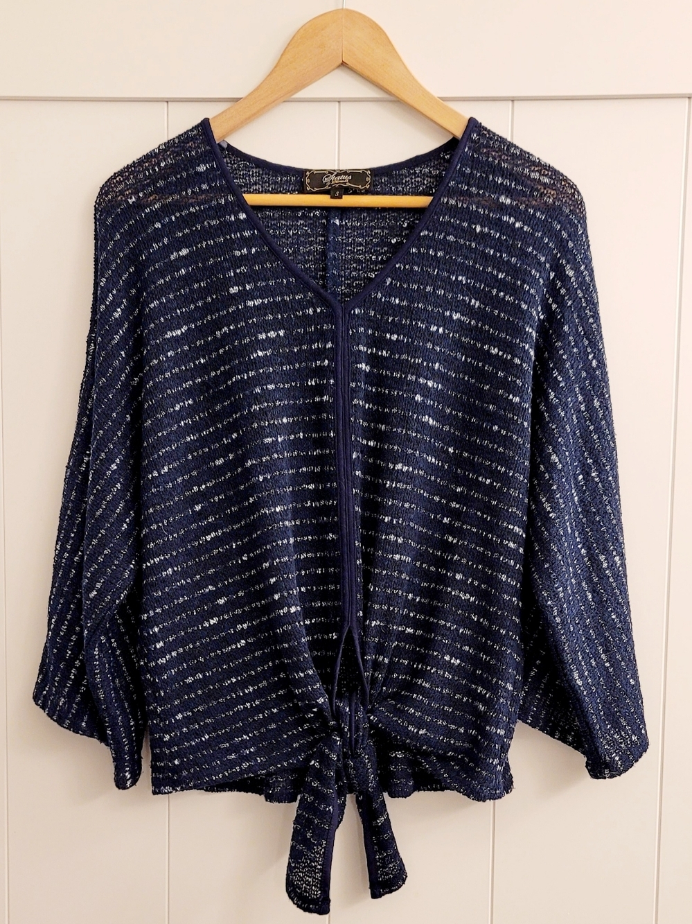 Status By Chenault Women’s Navy Knit Tie-Front Knit Top Size Small
